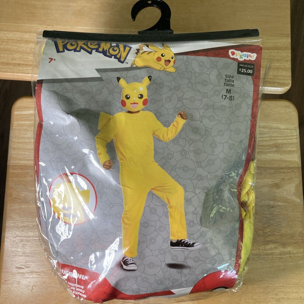 Halloween Costume Pokemon Pikachu (kid’s M 7-8) With Mask, New